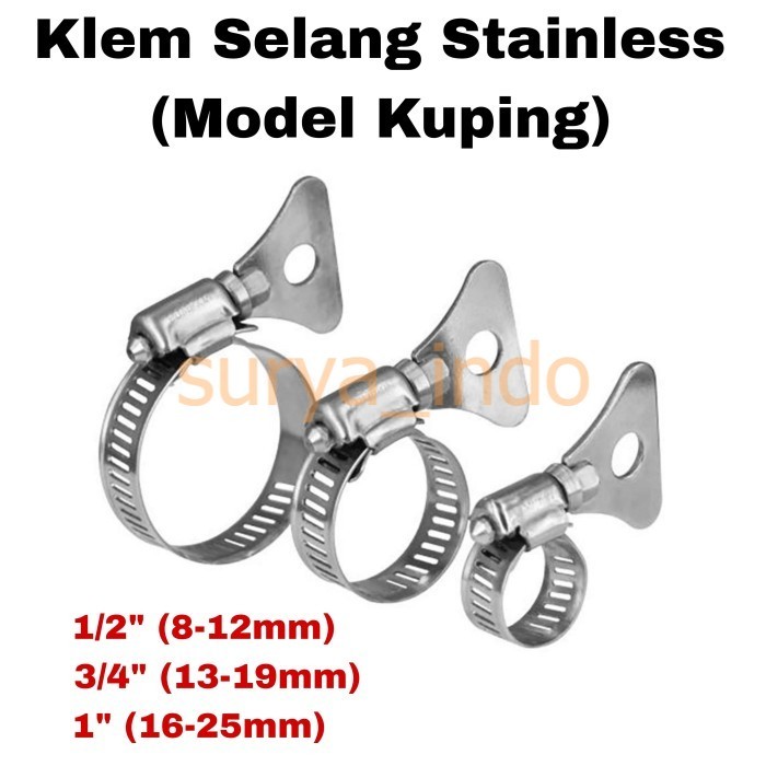 Klem Selang Stainless Cacing Set Isi 20